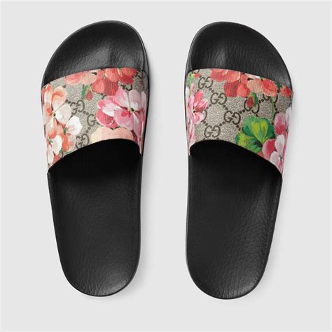 gucci women's slides with flowers|gucci floral slides women.